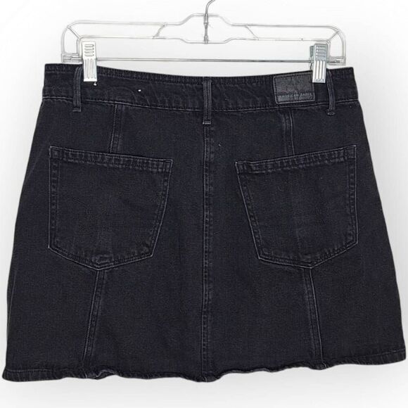 American Eagle Women's Hi Rise A Line Skirt Black Denim Button Fly size 8 - Picture 3 of 6
